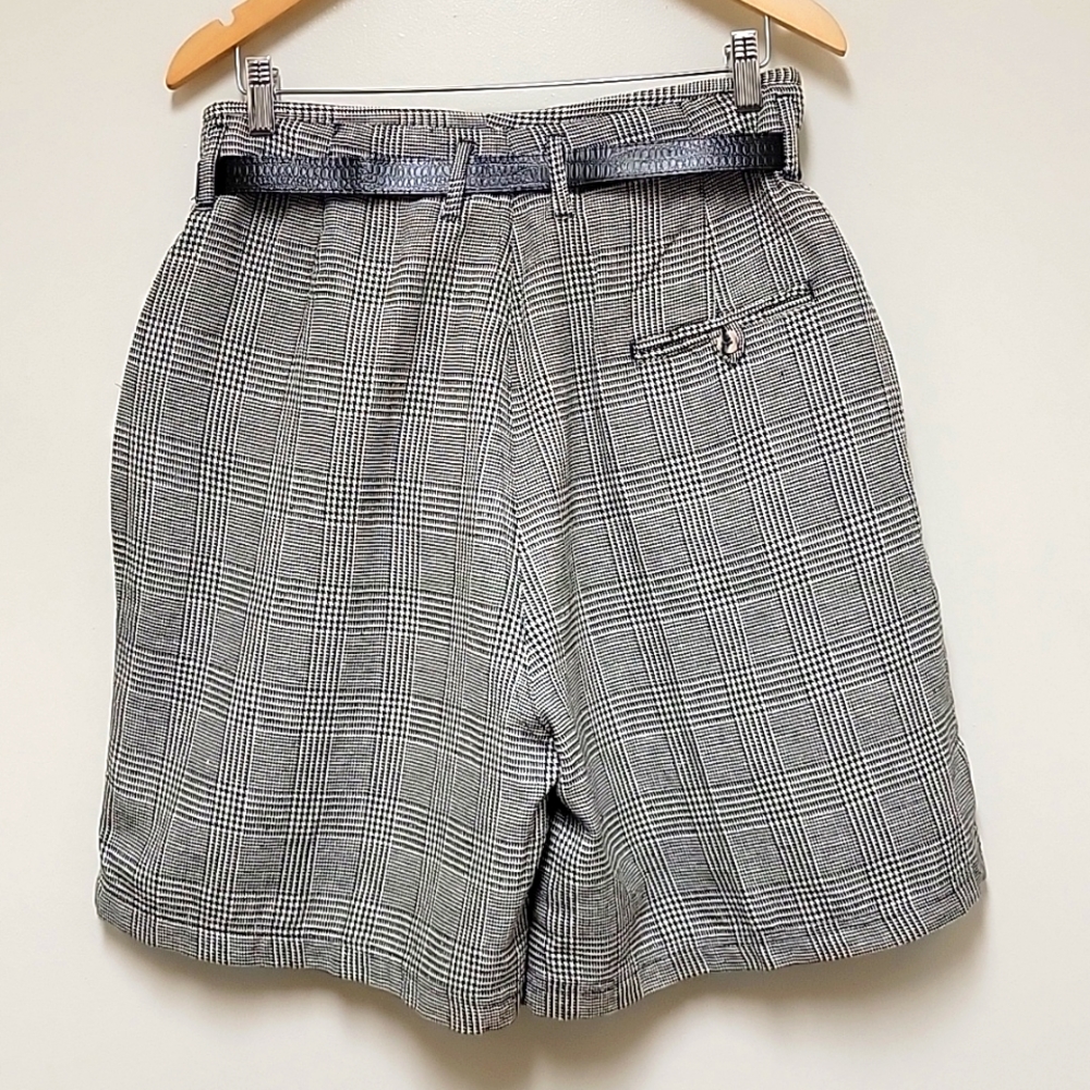 Vintage | Bill Blass | Plaid High Rise Belted Bermuda Shorts - Picture 6 of 15